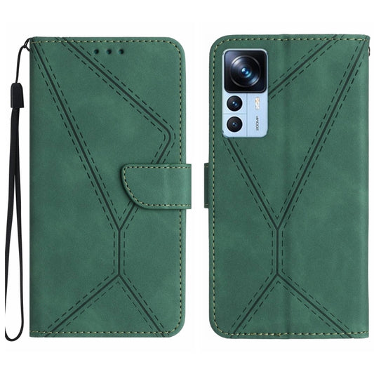 For Xiaomi 12T / 12T Pro Stitching Embossed Leather Phone Case(Green) - Xiaomi Cases by buy2fix | Online Shopping UK | buy2fix