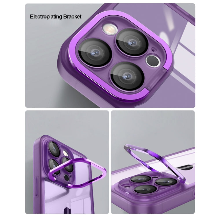 For iPhone 15 Pro Max Invisible Lens Bracket Matte Transparent MagSafe Phone Case(Purple) - iPhone 15 Pro Max Cases by buy2fix | Online Shopping UK | buy2fix