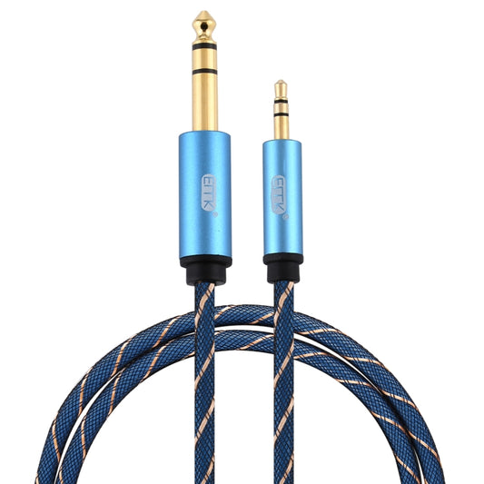 EMK 3.5mm Jack Male to 6.35mm Jack Male Gold Plated Connector Nylon Braid AUX Cable for Computer / X-BOX / PS3 / CD / DVD, Cable Length:1m(Dark Blue) - Audio Optical Cables by EMK | Online Shopping UK | buy2fix