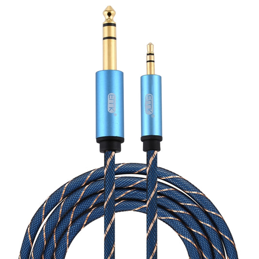 EMK 3.5mm Jack Male to 6.35mm Jack Male Gold Plated Connector Nylon Braid AUX Cable for Computer / X-BOX / PS3 / CD / DVD, Cable Length:2m(Dark Blue) - Audio Optical Cables by EMK | Online Shopping UK | buy2fix