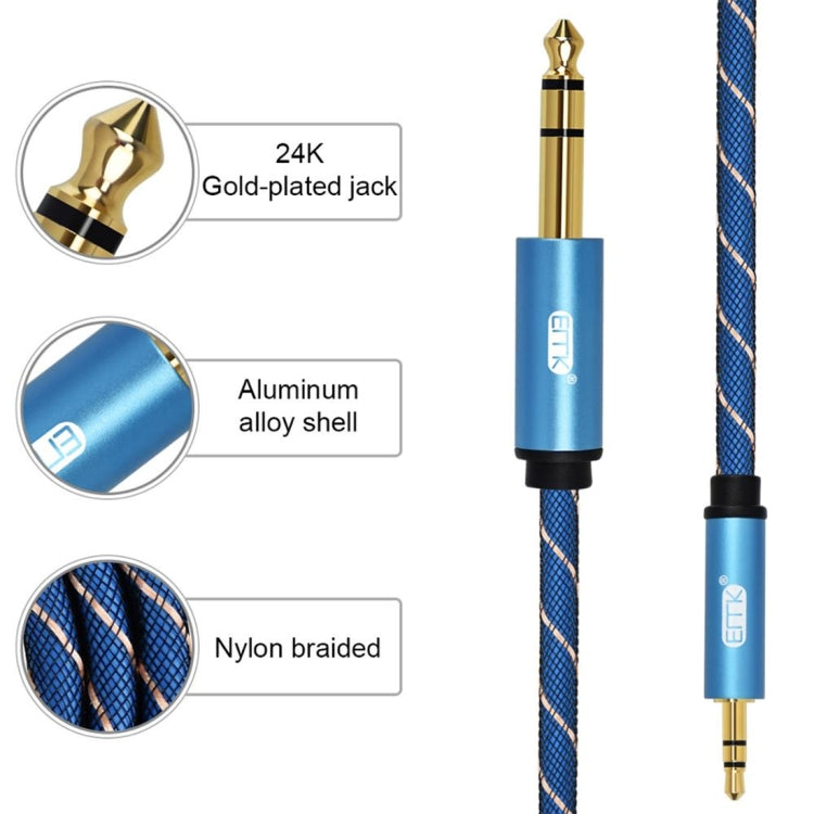 EMK 3.5mm Jack Male to 6.35mm Jack Male Gold Plated Connector Nylon Braid AUX Cable for Computer / X-BOX / PS3 / CD / DVD, Cable Length:5m(Dark Blue) - Audio Optical Cables by EMK | Online Shopping UK | buy2fix