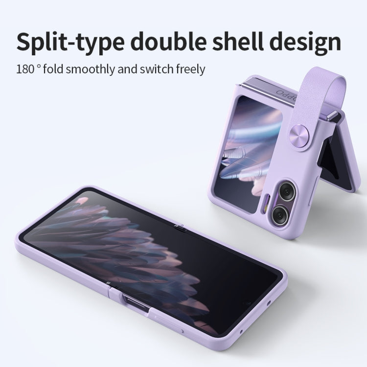 For OPPO Find N2 FlipNILLKIN Skin Feel Liquid Silicone Phone Case With Finger Strap(Purple) - OPPO Cases by NILLKIN | Online Shopping UK | buy2fix