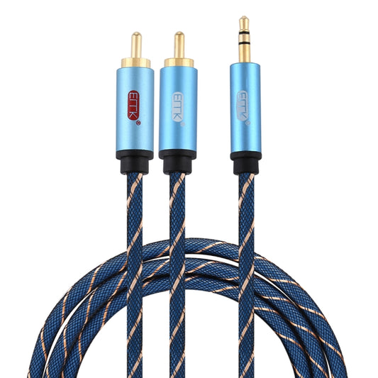 EMK 3.5mm Jack Male to 2 x RCA Male Gold Plated Connector Speaker Audio Cable, Cable Length:1.5m(Dark Blue) - Audio Optical Cables by EMK | Online Shopping UK | buy2fix