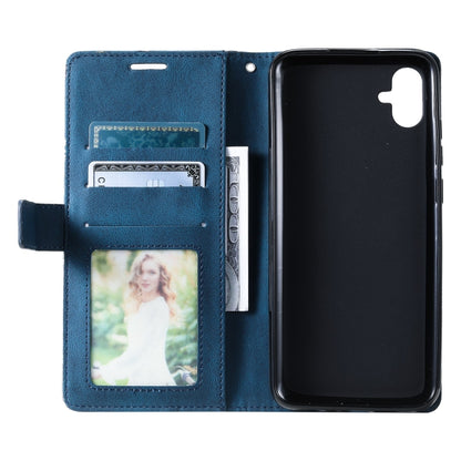 For Samsung Galaxy A04e /F04 Skin Feel Splicing Horizontal Flip Leather Phone Case(Blue) - Galaxy Phone Cases by buy2fix | Online Shopping UK | buy2fix