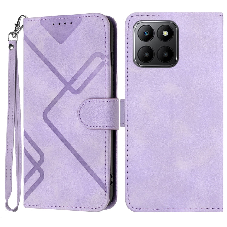 For Honor 70 Lite Line Pattern Skin Feel Leather Phone Case(Light Purple) - Honor Cases by buy2fix | Online Shopping UK | buy2fix