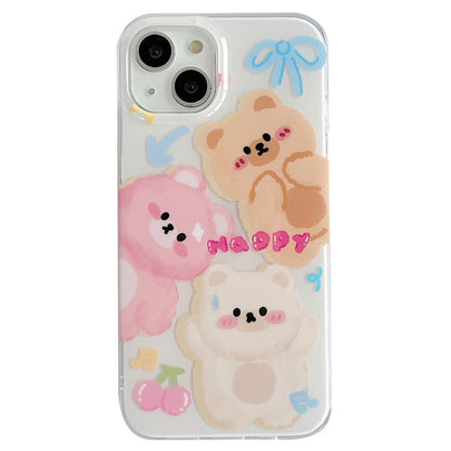 For iPhone 12 IMD Cute Animal Pattern Phone Case(Bear) - iPhone 12 / 12 Pro Cases by buy2fix | Online Shopping UK | buy2fix