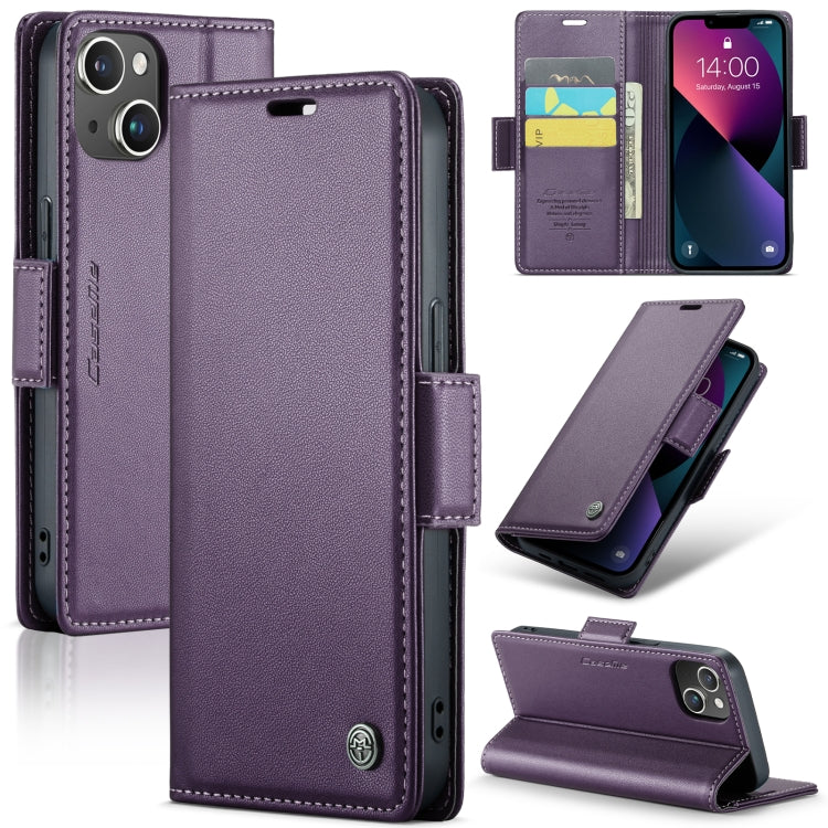 For iPhone 13 CaseMe 023 Butterfly Buckle Litchi Texture RFID Anti-theft Leather Phone Case(Pearly Purple) - iPhone 13 Cases by CaseMe | Online Shopping UK | buy2fix