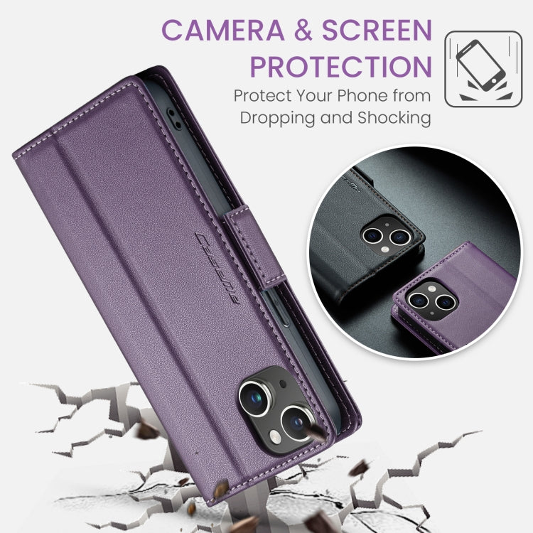 For iPhone 13 CaseMe 023 Butterfly Buckle Litchi Texture RFID Anti-theft Leather Phone Case(Pearly Purple) - iPhone 13 Cases by CaseMe | Online Shopping UK | buy2fix