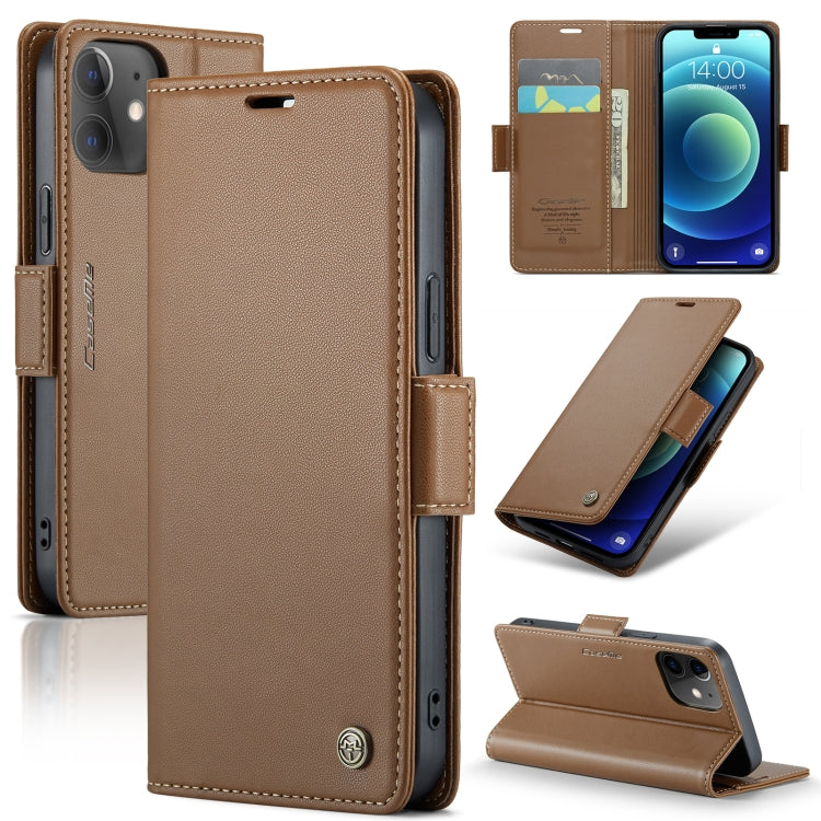 For iPhone 12 mini CaseMe 023 Butterfly Buckle Litchi Texture RFID Anti-theft Leather Phone Case(Brown) - iPhone 12 mini Cases by CaseMe | Online Shopping UK | buy2fix