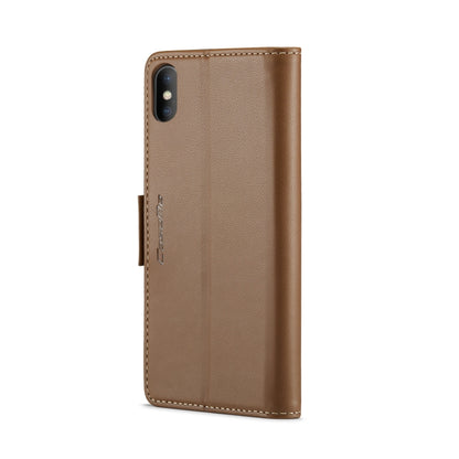 For iPhone XS CaseMe 023 Butterfly Buckle Litchi Texture RFID Anti-theft Leather Phone Case(Brown) - More iPhone Cases by CaseMe | Online Shopping UK | buy2fix