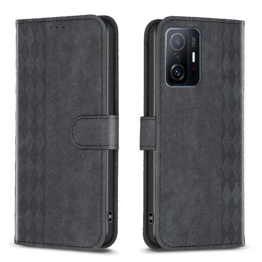 For Xiaomi 11T / 11T Pro Plaid Embossed Leather Phone Case(Black) - Xiaomi Cases by buy2fix | Online Shopping UK | buy2fix