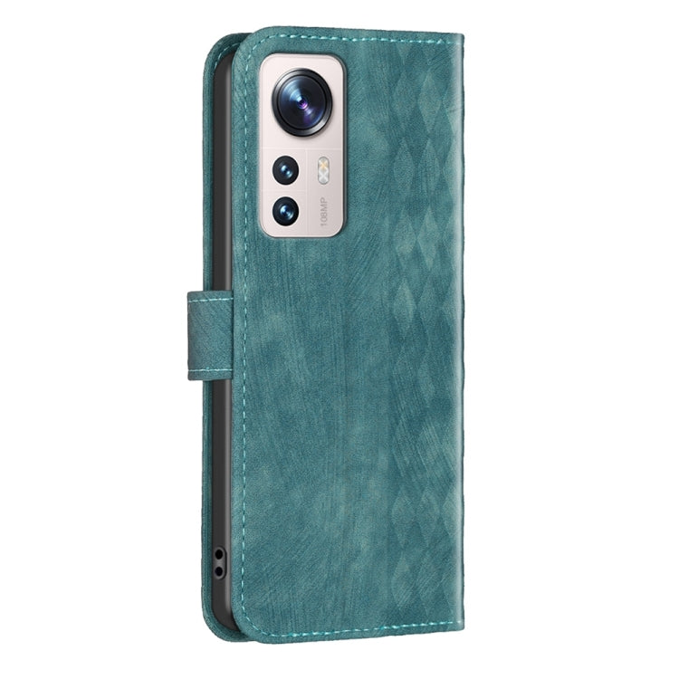 For Xiaomi 12 Lite Plaid Embossed Leather Phone Case(Green) - Xiaomi Cases by buy2fix | Online Shopping UK | buy2fix