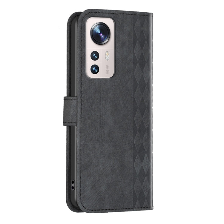 For Xiaomi 12 Lite Plaid Embossed Leather Phone Case(Black) - Xiaomi Cases by buy2fix | Online Shopping UK | buy2fix