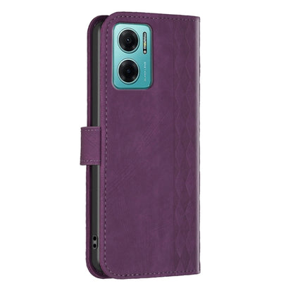 For Xiaomi Redmi 10 5G / Note 11E Plaid Embossed Leather Phone Case(Purple) - Xiaomi Cases by buy2fix | Online Shopping UK | buy2fix