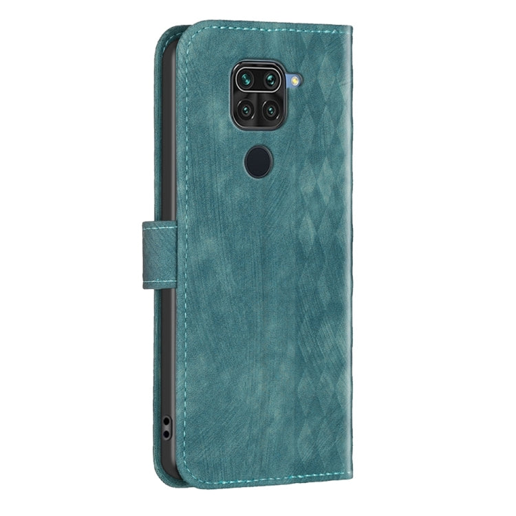 For Xiaomi Redmi Note 9 Plaid Embossed Leather Phone Case(Green) - Xiaomi Cases by buy2fix | Online Shopping UK | buy2fix