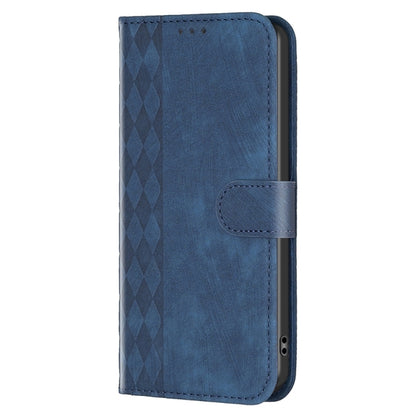 For Xiaomi Redmi Note 12 Pro+ Global Plaid Embossed Leather Phone Case(Blue) - Note 12 Pro+ Cases by buy2fix | Online Shopping UK | buy2fix