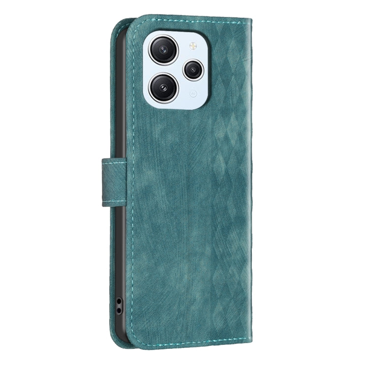 For Xiaomi Redmi 12 4G Plaid Embossed Leather Phone Case(Green) - Xiaomi Cases by buy2fix | Online Shopping UK | buy2fix