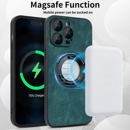 For iPhone 11 Skin Feel Leather MagSafe Magnetic Phone Case(Green) - iPhone 11 Cases by buy2fix | Online Shopping UK | buy2fix