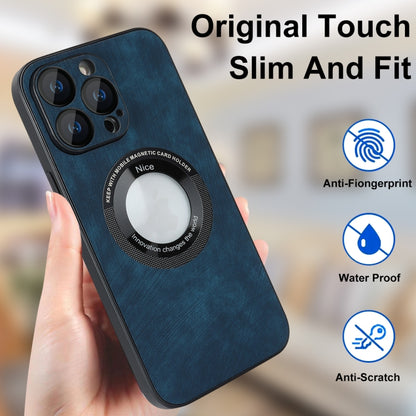 For iPhone 11 Pro Max Skin Feel Leather MagSafe Magnetic Phone Case(Blue) - iPhone 11 Pro Max Cases by buy2fix | Online Shopping UK | buy2fix