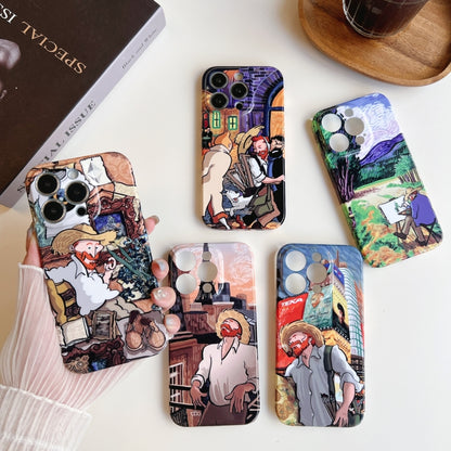 For iPhone 14 Precise Hole Oil Painting Pattern PC Phone Case(Painting) - iPhone 14 Cases by buy2fix | Online Shopping UK | buy2fix