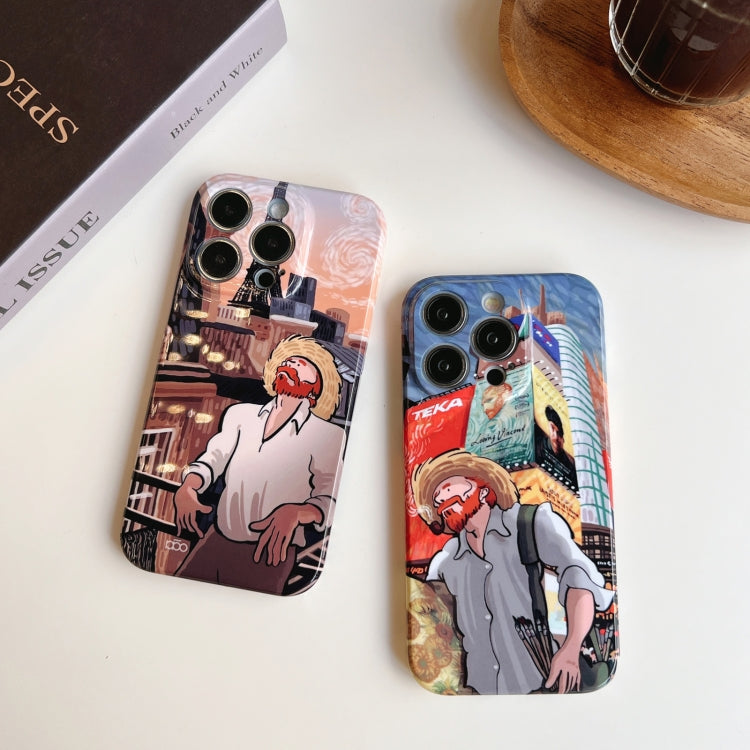 For iPhone 12 Pro Precise Hole Oil Painting Pattern PC Phone Case(Edifice) - iPhone 12 / 12 Pro Cases by buy2fix | Online Shopping UK | buy2fix