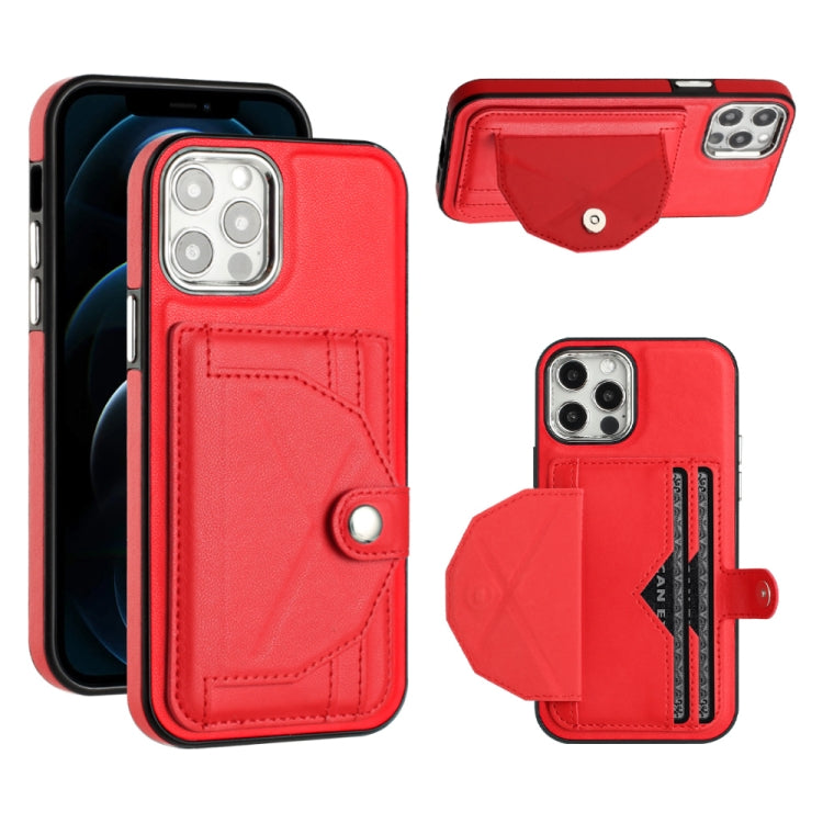 For iPhone 12 / 12 Pro Shockproof Leather Phone Case with Card Holder(Red) - iPhone 12 / 12 Pro Cases by buy2fix | Online Shopping UK | buy2fix