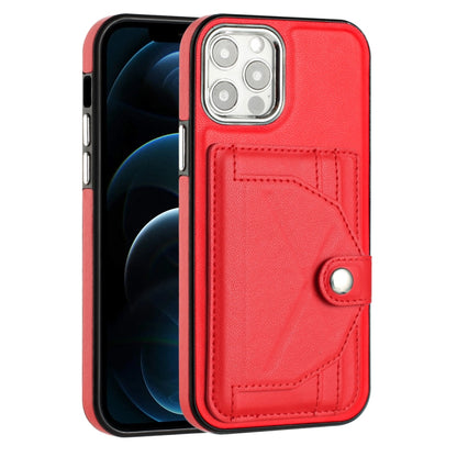 For iPhone 12 / 12 Pro Shockproof Leather Phone Case with Card Holder(Red) - iPhone 12 / 12 Pro Cases by buy2fix | Online Shopping UK | buy2fix