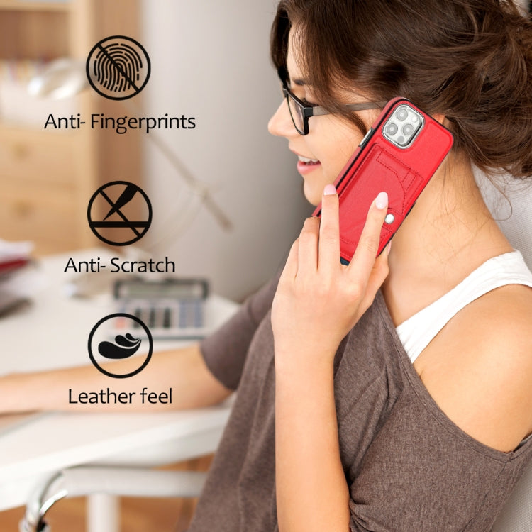 For iPhone 12 / 12 Pro Shockproof Leather Phone Case with Card Holder(Red) - iPhone 12 / 12 Pro Cases by buy2fix | Online Shopping UK | buy2fix