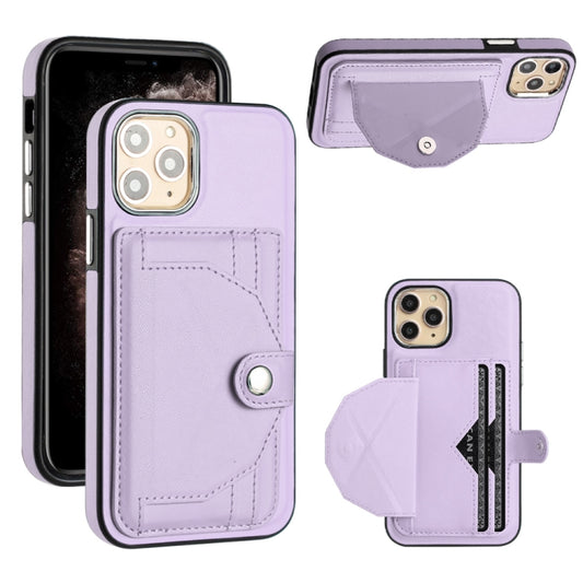 For iPhone 11 Pro Shockproof Leather Phone Case with Card Holder(Purple) - iPhone 11 Pro Cases by buy2fix | Online Shopping UK | buy2fix