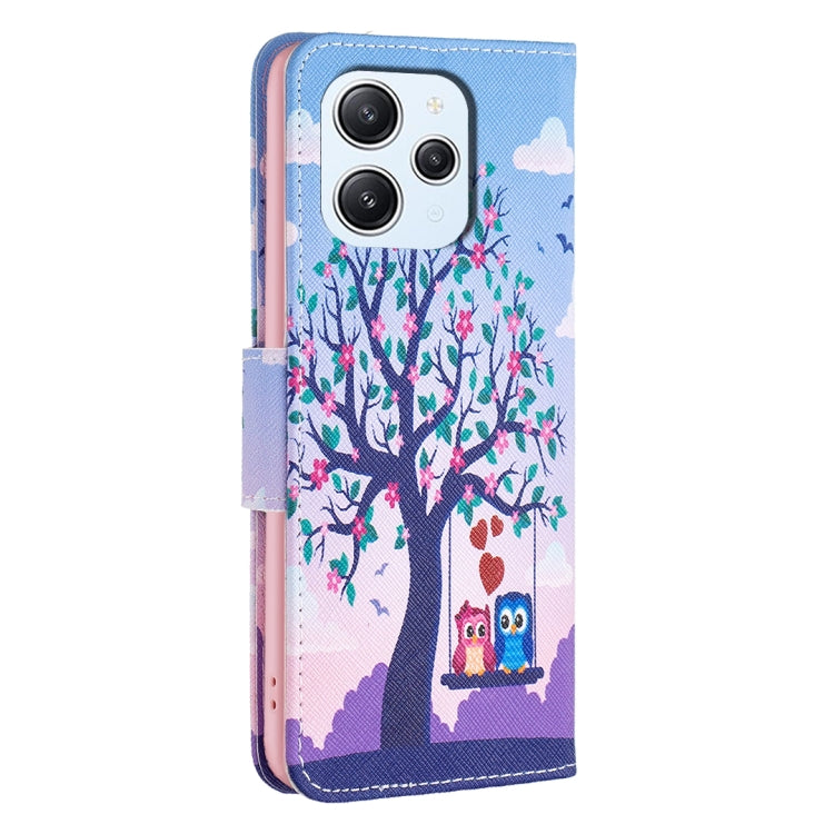 For Xiaomi Redmi 12 4G Colored Drawing Pattern Leather Phone Case(Owl) - Xiaomi Cases by buy2fix | Online Shopping UK | buy2fix