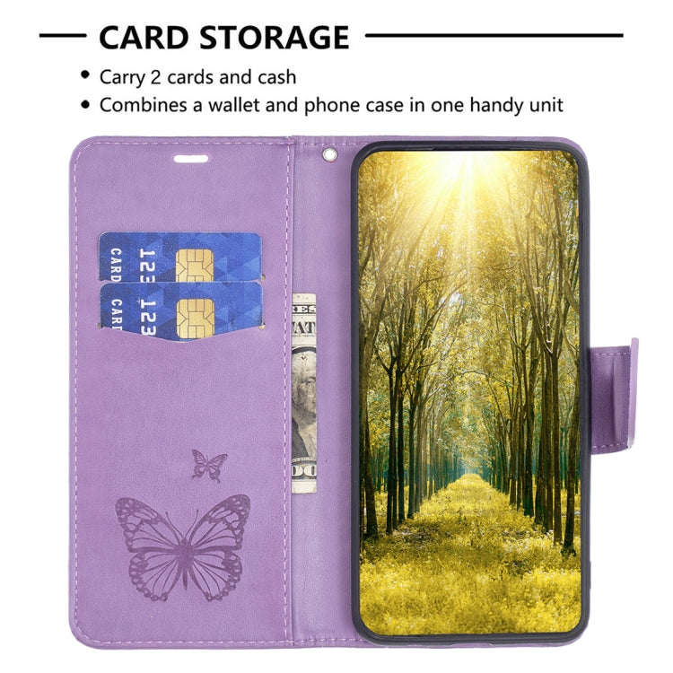 For Xiaomi Poco F5 5G / Redmi Note 12 Turbo Two Butterflies Embossing Leather Phone Case(Purple) - Xiaomi Cases by buy2fix | Online Shopping UK | buy2fix