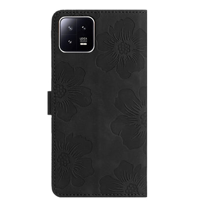 For Xiaomi 13 Flower Embossing Pattern Leather Phone Case(Black) - 13 Cases by buy2fix | Online Shopping UK | buy2fix