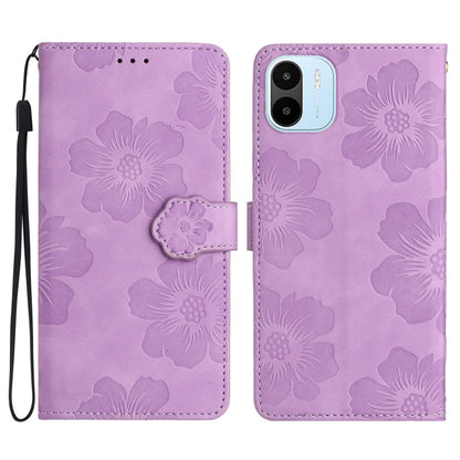 For Xiaomi Redmi A1 Flower Embossing Pattern Leather Phone Case(Purple) - Xiaomi Cases by buy2fix | Online Shopping UK | buy2fix