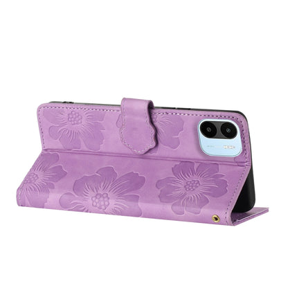 For Xiaomi Redmi A1 Flower Embossing Pattern Leather Phone Case(Purple) - Xiaomi Cases by buy2fix | Online Shopping UK | buy2fix