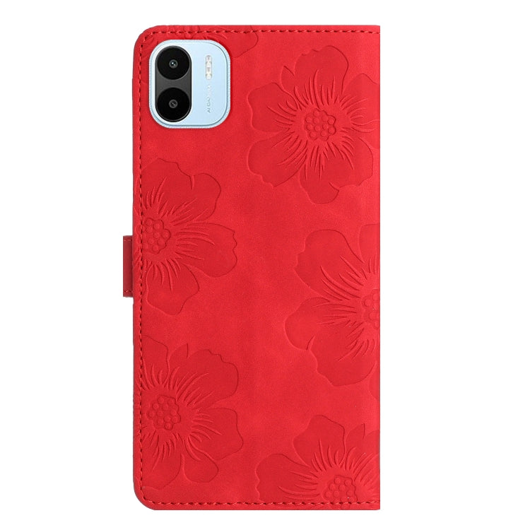 For Xiaomi Redmi A1 Flower Embossing Pattern Leather Phone Case(Red) - Xiaomi Cases by buy2fix | Online Shopping UK | buy2fix