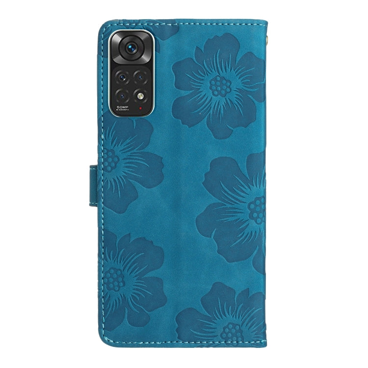 For Xiaomi Redmi Note 11 4G Global / Note 11S Flower Embossing Pattern Leather Phone Case(Blue) - Xiaomi Cases by buy2fix | Online Shopping UK | buy2fix