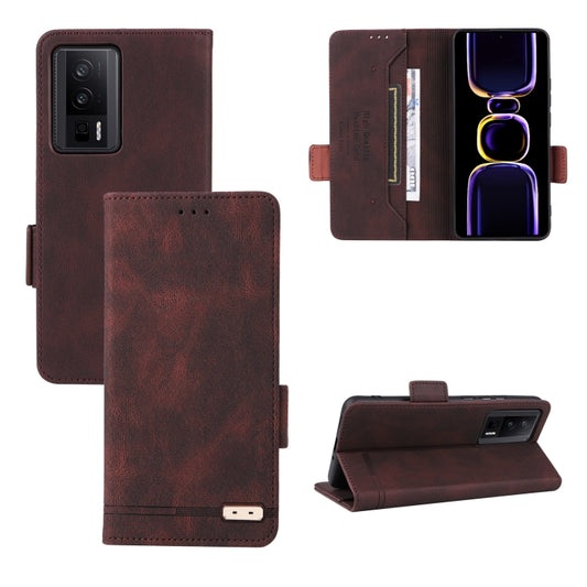 For Xiaomi Poco F5 Pro / Redmi K60 Magnetic Clasp Leather Phone Case(Brown) - Redmi K60 Cases by buy2fix | Online Shopping UK | buy2fix