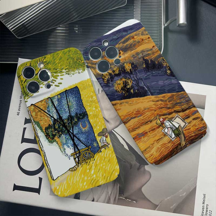 For iPhone 13 Pro Precise Hole Oil Painting Pattern PC Phone Case(Handcart) - iPhone 13 Pro Cases by buy2fix | Online Shopping UK | buy2fix