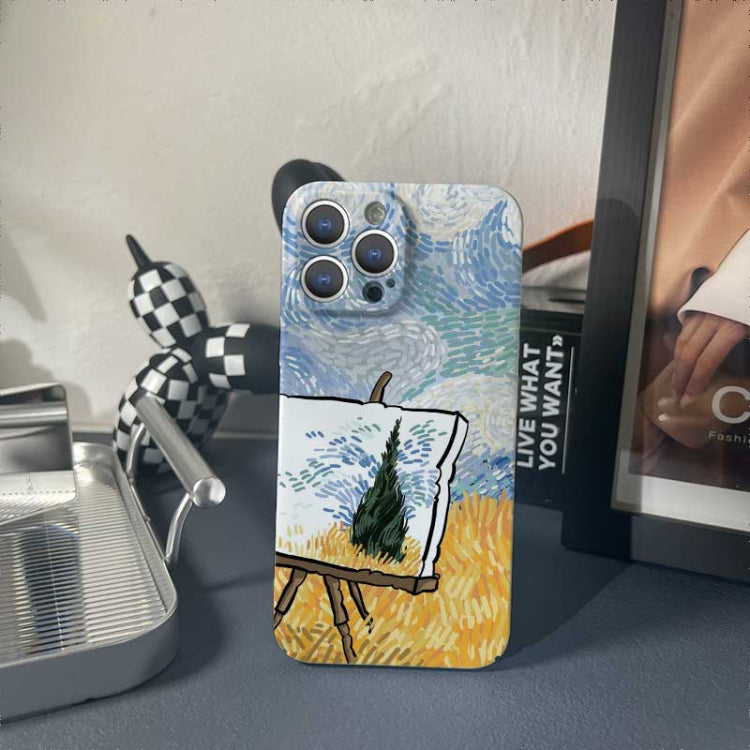 For iPhone 12 Precise Hole Oil Painting Pattern PC Phone Case(Landscape Painting) - iPhone 12 / 12 Pro Cases by buy2fix | Online Shopping UK | buy2fix