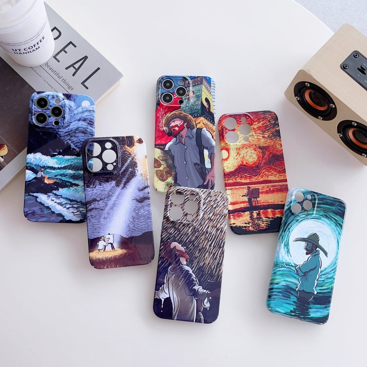 For iPhone 11 Precise Hole Oil Painting Pattern PC Phone Case(Rain) - iPhone 11 Cases by buy2fix | Online Shopping UK | buy2fix