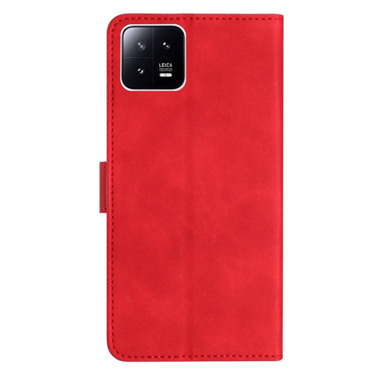 For Xiaomi 13 Seven Butterflies Embossed Leather Phone Case(Red) - 13 Cases by buy2fix | Online Shopping UK | buy2fix