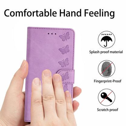 For Xiaomi Redmi Note 11 Pro 5G Global Seven Butterflies Embossed Leather Phone Case(Purple) - Redmi Note 11 Pro Case by buy2fix | Online Shopping UK | buy2fix
