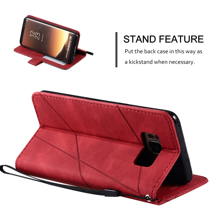 For Samsung Galaxy S8 Skin Feel Splicing Horizontal Flip Leather Case with Holder & Card Slots & Wallet & Photo Frame(Red) - Samsung Accessories by buy2fix | Online Shopping UK | buy2fix