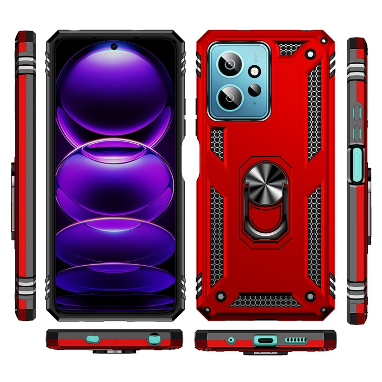 For Xiaomi Redmi Note 12 4G Global Shockproof TPU + PC Phone Case with Holder(Red) - Note 12 Cases by buy2fix | Online Shopping UK | buy2fix