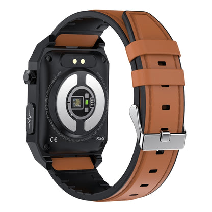 E530 1.91 inch IP68 Waterproof Leather Band Smart Watch Supports ECG / Non-invasive Blood Sugar(Brown) - Smart Watches by buy2fix | Online Shopping UK | buy2fix