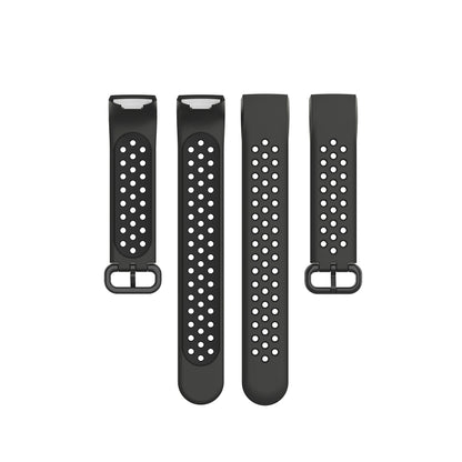 For Fitbit Charge 4 / Charge 3 / Charge 3 SE Watch Button Two Colors Silicone Replacement Strap Watchband(Coal Black + Black) - Smart Wear by buy2fix | Online Shopping UK | buy2fix