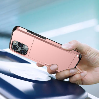 For iPhone 15 Pro Shockproof Armor Phone Case with Slide Card Slot(Rose Gold) - iPhone 15 Pro Cases by buy2fix | Online Shopping UK | buy2fix