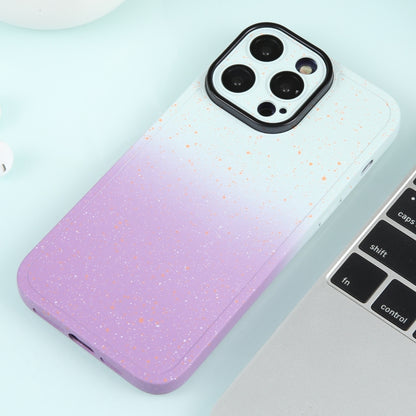 For iPhone 12 Pro Gradient Starry Silicone Phone Case with Lens Film(White Purple) - iPhone 12 / 12 Pro Cases by buy2fix | Online Shopping UK | buy2fix