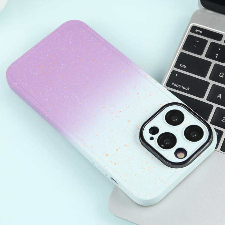 For iPhone 12 Pro Gradient Starry Silicone Phone Case with Lens Film(White Purple) - iPhone 12 / 12 Pro Cases by buy2fix | Online Shopping UK | buy2fix