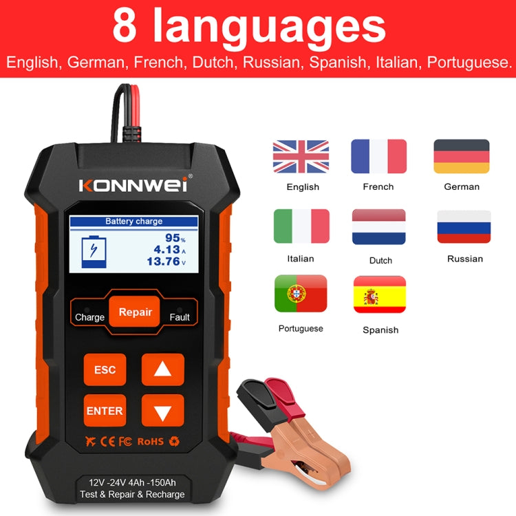 KONNWEI KW520 12V / 24V 3 in 1 Car Battery Tester with Detection & Repair & Charging Function(US Plug) - Code Readers & Scan Tools by KONNWEI | Online Shopping UK | buy2fix